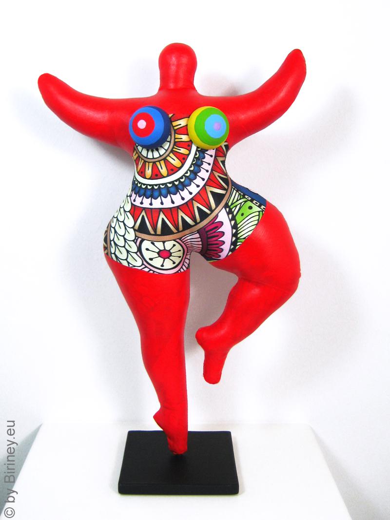 Handmade Red Nana Sculpture, Niki De Saint Phalle Style Art 33cm