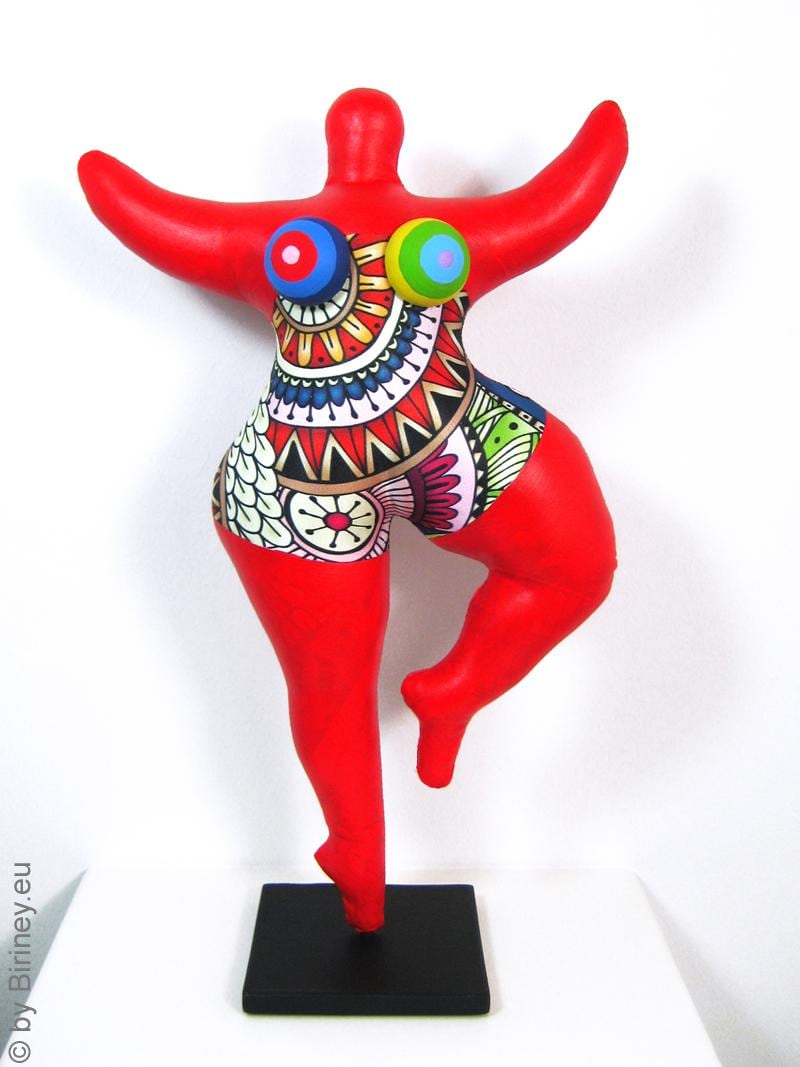 Handmade Red Nana Sculpture, Niki De Saint Phalle Style Art 33cm