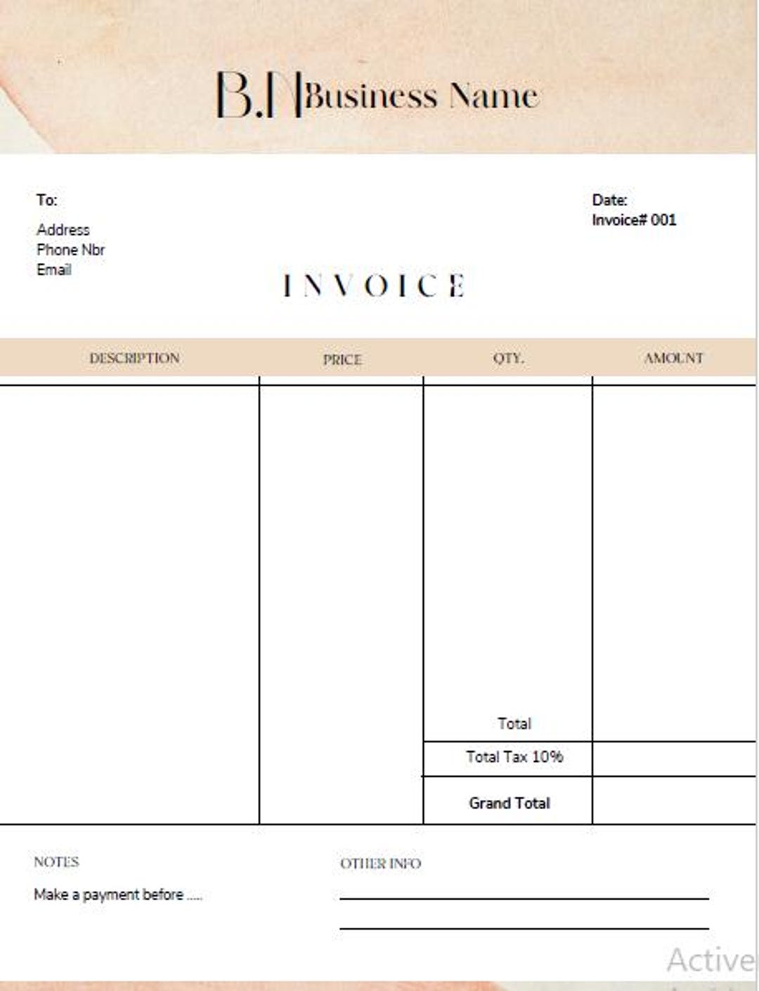 Editable Invoice Template PDF – Instant Download for Business - Etsy ...