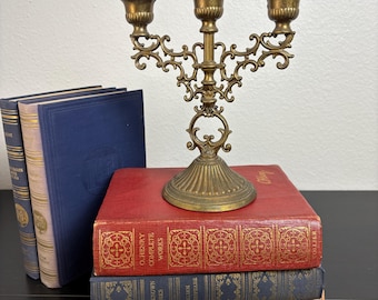 Vintage Victorian Petit 3-Arm Brass Candelabra