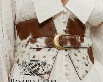 Cowhide Leather Corset Belt |  Lace-up Renaissance Statement Waist Cincher