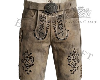 Short en lederhosen en cuir de chèvre velours authentique, tenue allemande de l'Oktoberfest bavaroise