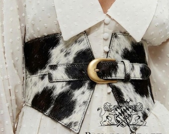 Cowhide Leather Corset Belt |  Lace-up Renaissance Statement Waist Cincher