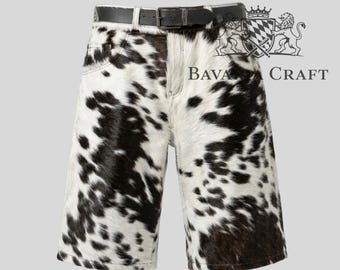Cowhide High Waisted Leather Shorts | Oversized Baggy Summer Outfit | Bermuda Mens Trouser | Casual Wear