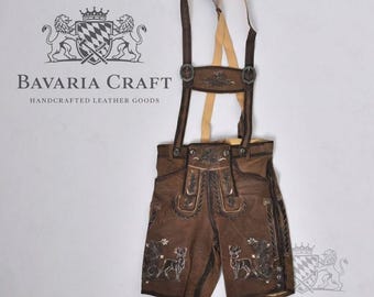 Men's Authentic Suede Lederhosen Shorts | Bavarian Oktoberfest Outfit with Suspender