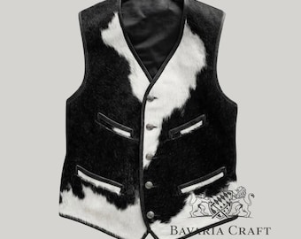 Gilet western in pelle con pelo / Gilet da rodeo personalizzato in pelle bovina
