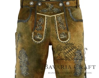 Authentic Bavarian Lederhosen Short | Traditional German Oktoberfest Leather Outfit