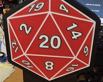 3D Printed D20 LED Lightbox | D&D Gaming Room Desk Lamp | Nat 20v| Game Master Gift