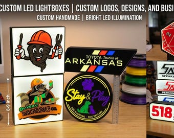 Custom 3D Printed LED Lightbox Sign | Personalized Logo, Gamer Decor, Business Display (8-9 Inch)