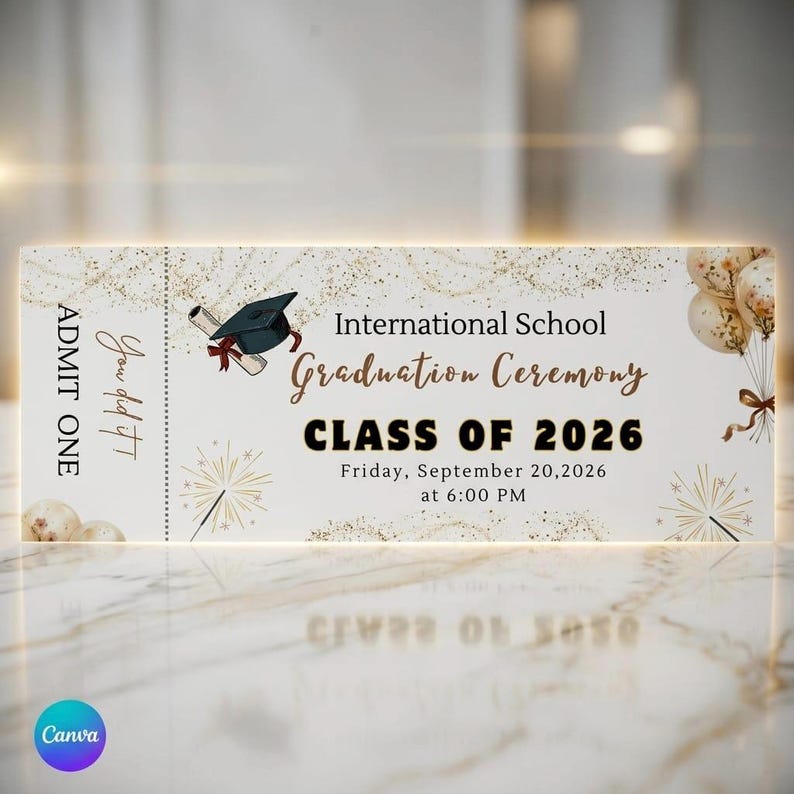 Graduation Ceremony Ticket Invitation, Class of 2026 Graduation Invite ...