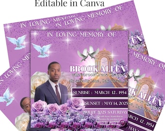 Memorial Funeral Announcement Flyer | Memorial Flyer & Memorial Funeral | Funeral Invite Flyer Template | Rest in Peace Flyer Canva Editable