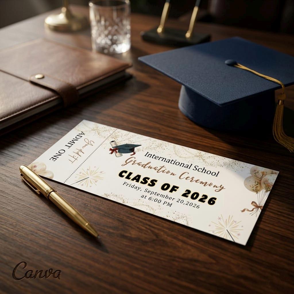 Graduation Ceremony Ticket Invitation, Class of 2026 Graduation Invite ...