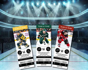 Custom Hockey Tickets Fans, Surprise Gift Hockey Tickets, Customized Ticket, Hockey Game Gift Ticket, Sports Tickets, Personalized Hockey