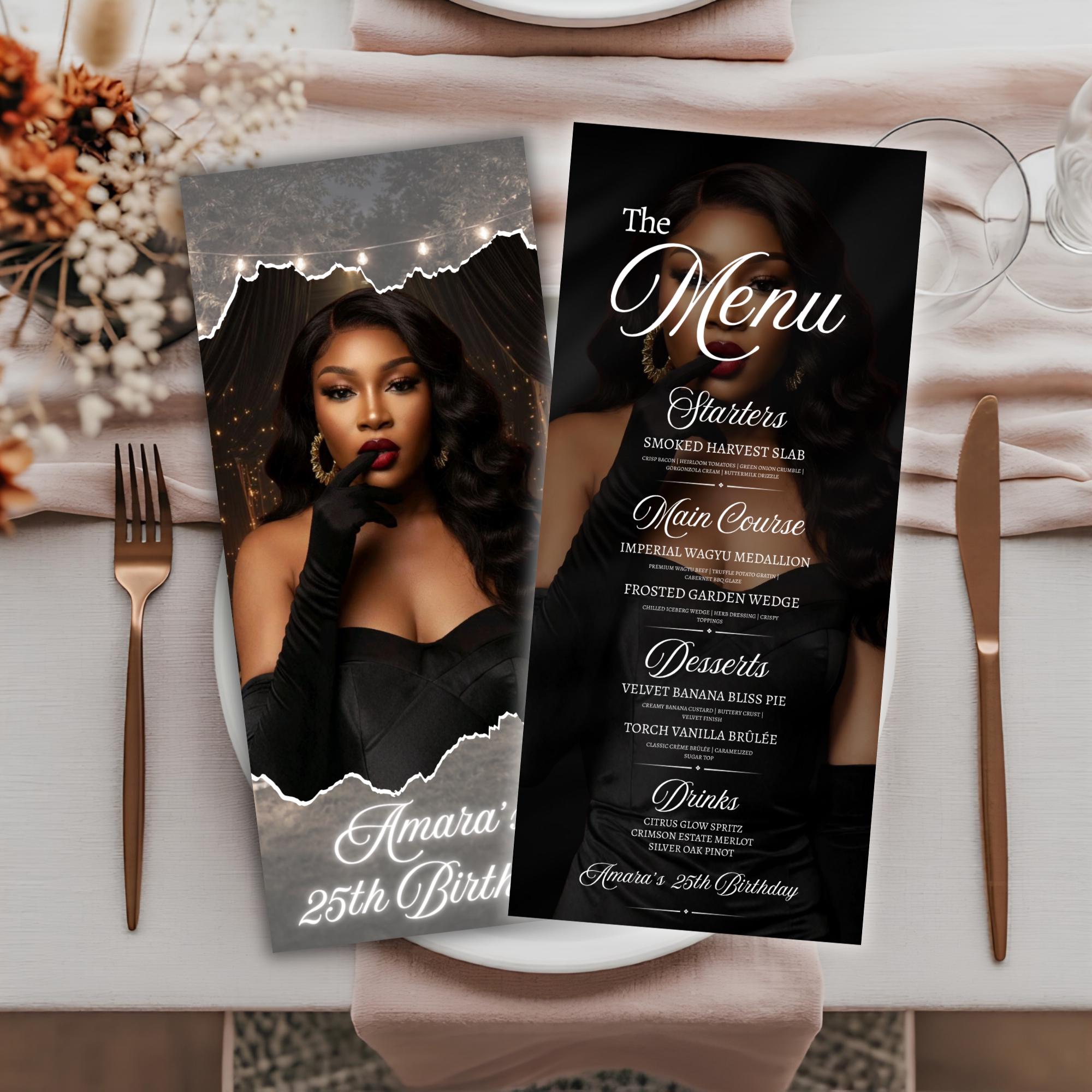 Editable Birthday Picture Menu, Full Picture Menu and Drink Card, Event ...