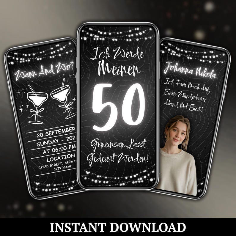 Lustige animierte Geburtstagseinladung, Alpaka Video Einladung, digitale WhatsApp eCard, Canva Vorlage, Sofort Download