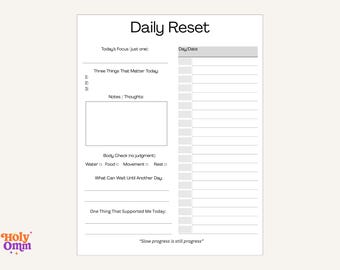 Low-Energy Day Check-In Printable | Gentle Task List for Tired Days | Digital Download
