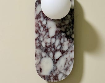 Violet Breccia Marble Pill Sconce: Handcrafted Natural Stone Luxury Lighting