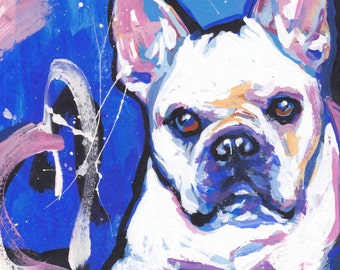 French Bulldog print of pop dog art painting bright colorful frenchie dog portrait 8.5x11