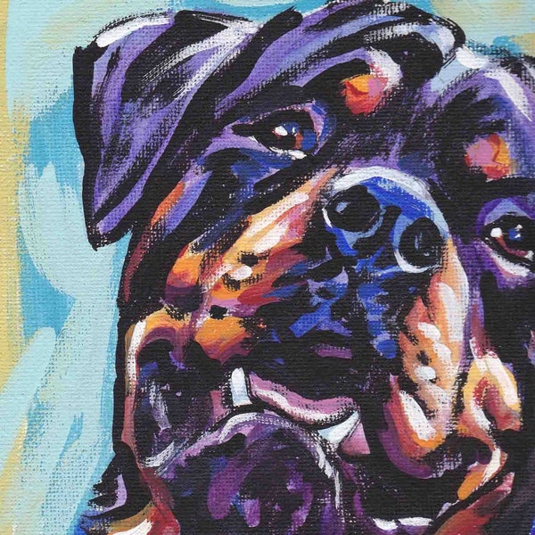 Rottweiler art print dog pop art bright colors 8.5x11" LEA