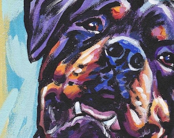 Rottweiler art print dog pop art bright colors 8.5x11" LEA