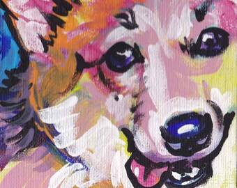 Pembroke Welsh Corgi dog art print pop art bright colors 13x19"