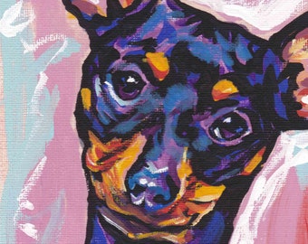 MINIATURE PINSCHER art print pop dog art PRINT bright colors 8.5x11"min pin