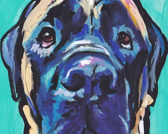 English Mastiff portrait art print modern Dog pop art bright colors 8.5x11