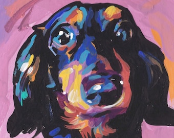 DACHSHUND dog portrait ART PRINT of modern pop art painting 8x8