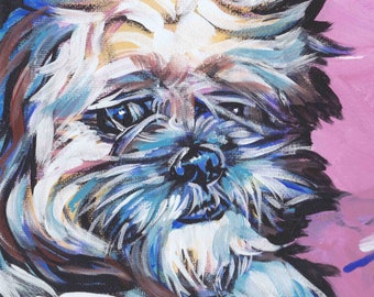 Shih Tzu dog portrait art modern Dog pop art bright colors 12x12