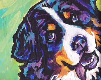 BERNESE Mountain DOG art PRINT modern pop art bright colors 12x12