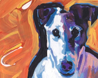 Impression d’art Fox Terrier lisse de peinture pop art moderne pour chien couleurs vives 6x10