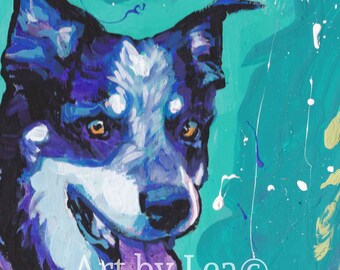 Australian Cattle Dog art print modern Dog art blue heeler pop dog art bright colors 12x12 inch