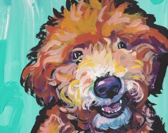 POODLE dog portrait ART colorful PRINT of pop art painting  12x12"