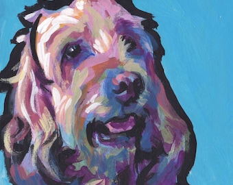 labradoodle dog portrait art print of pop art painting bright colors 8x8" LEA