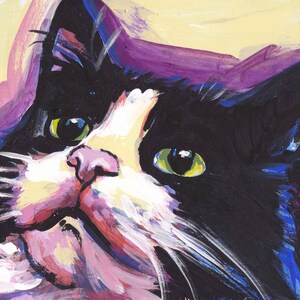 TUXEDO CAT kitten art portrait PRINT pop art  13x19