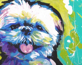 Shih Tzu Dog art print of modern pop art painting bright colors 8.5x11