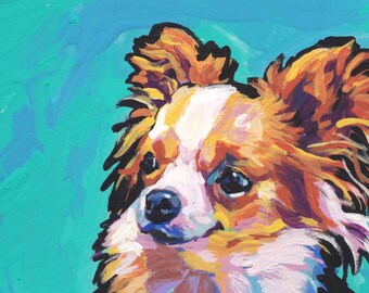 long haired CHIHUAHUA portrait DOG art PRINT of pop art painting 13x19