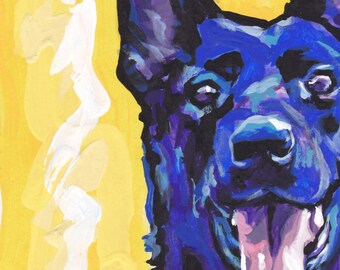 Black German Shepherd modern Dog art print pop dog art bright colors 8.5x11