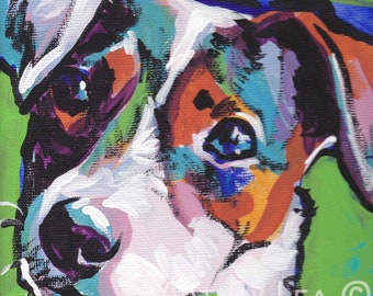 smooth Jack Russell Terrier art print pop dog art bright colors 8x8