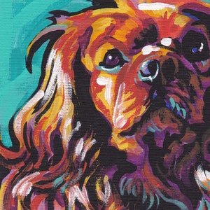 Ruby Cavalier King Charles Spaniel art print modern Dog art pop art bright colors 13x19