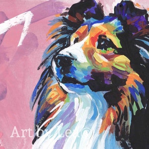 Shetland Sheepdog Sheltie portrait giclee print of bright pop art painting 8.5x11" LEA