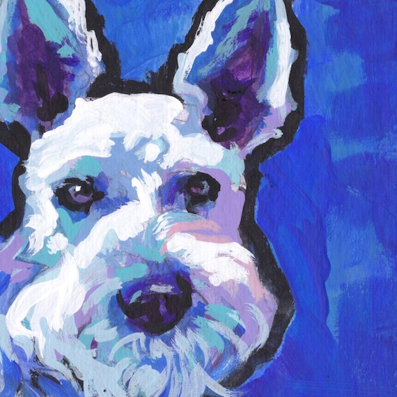Arte Del Retrato De Perro Schnauzer Blanco De Impresion De Etsy