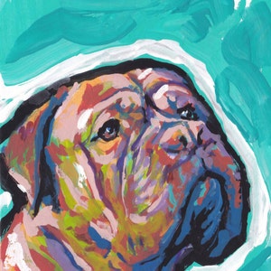 french mastiff  dogue de bordeaux portrait art print modern Dog pop art bright colors 8.5x11