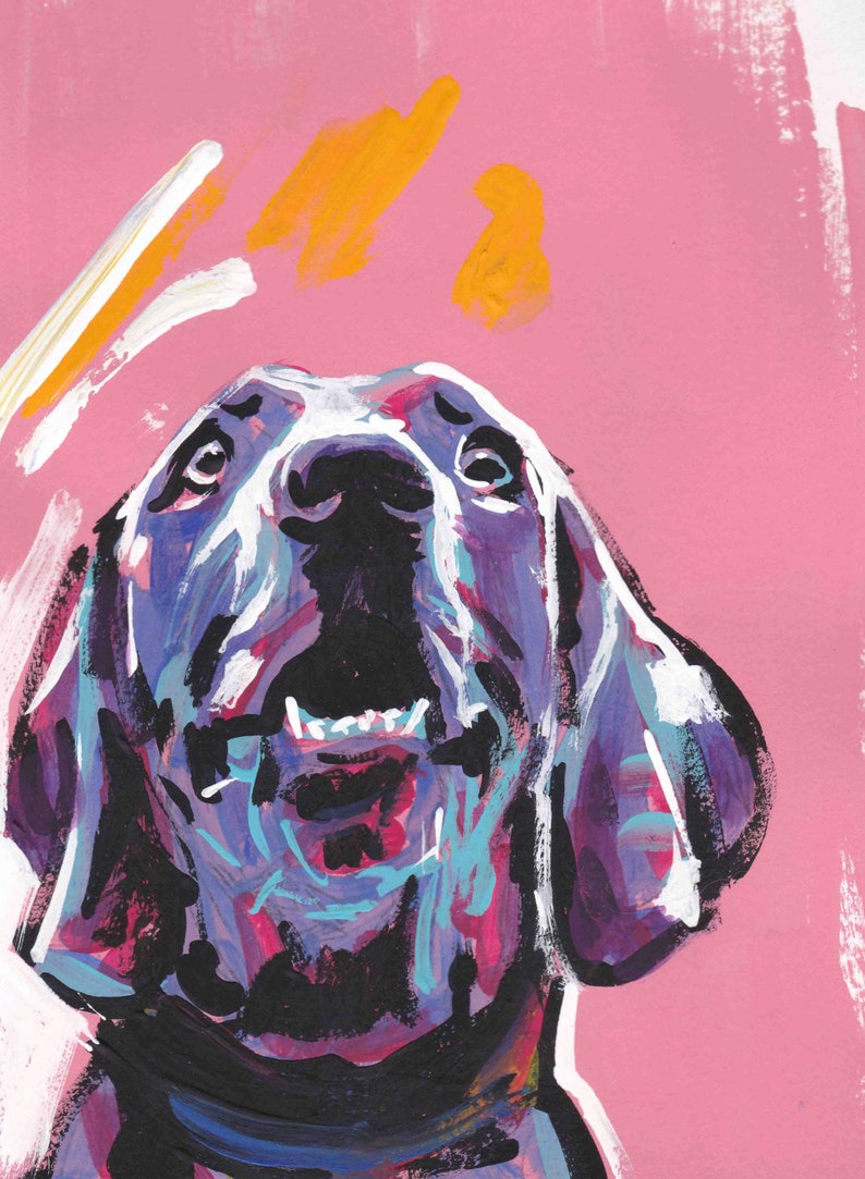 Weimaraner art print of painting pop dog art modern portrait bright colors 13x19 image 1