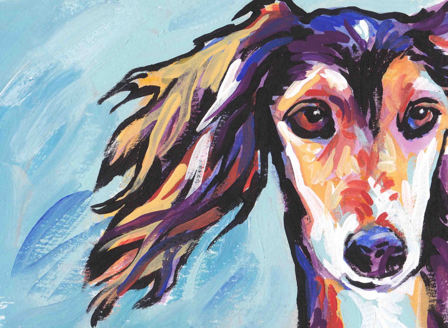 SALUKI Hound Dog PORTRAIT ART Print of Modern Pop Art Painting