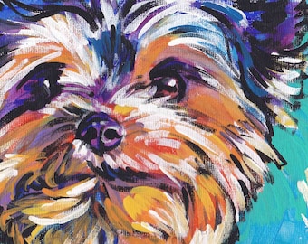 Yorkshire Terrier YORKIE ART PRINT pop art bright colors 13x19