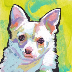short haired Chihuahua portrait art print of pop art Dog painting bright colors 12x12