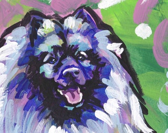 KEESHOND art print of pop dog art painting bright colors 12x12