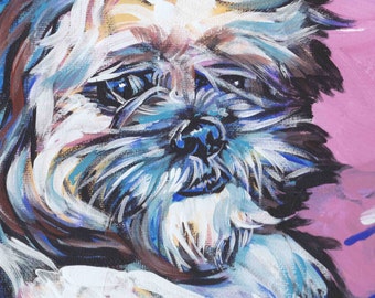 Shih Tzu portrait art modern Dog pop dog art bright colors 8x8 giclee print