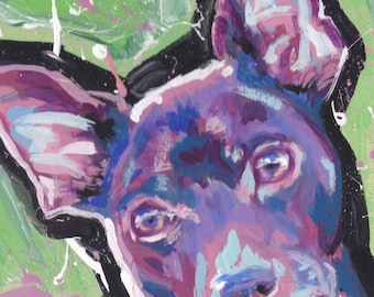 Rat Terrier dog pop art print  of painting bright colors 11x14"